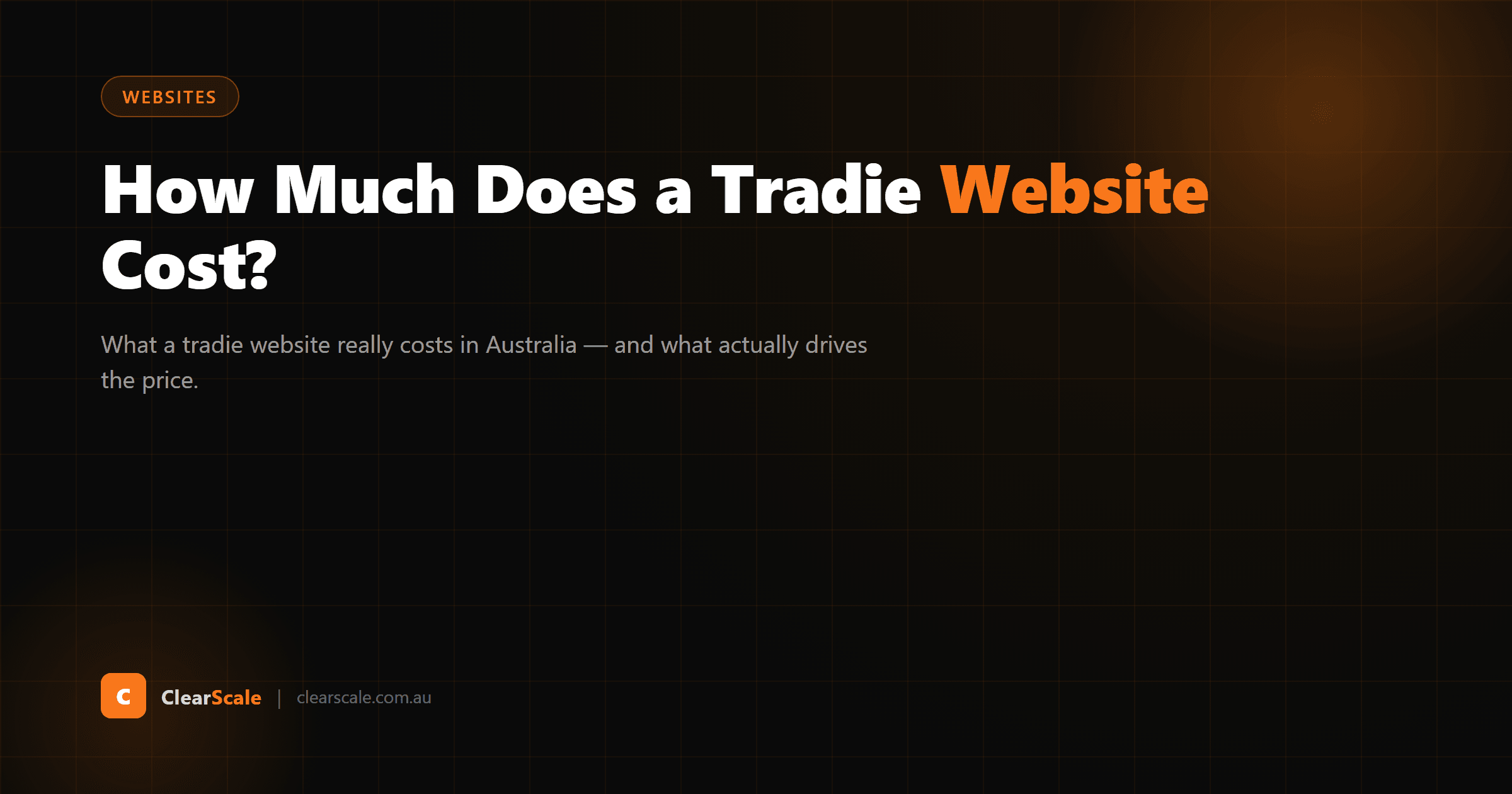 Tradie sitting at a workbench reviewing website pricing options on a laptop