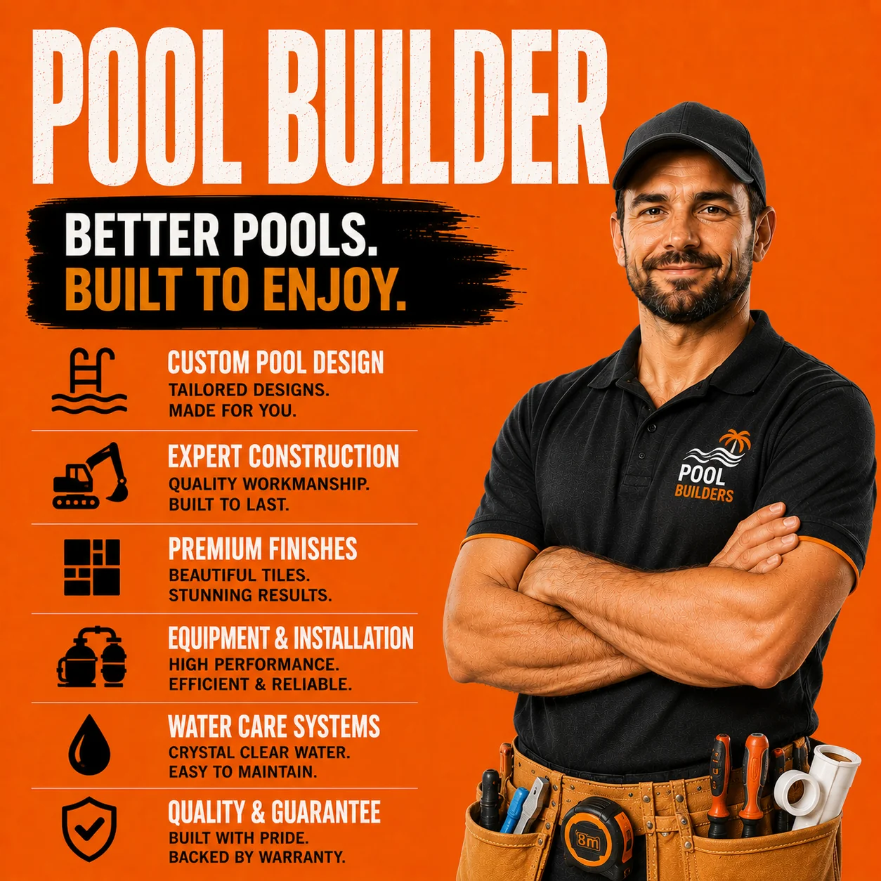 Illustration of an Australian pool builder — ClearScale marketing systems for pool builders