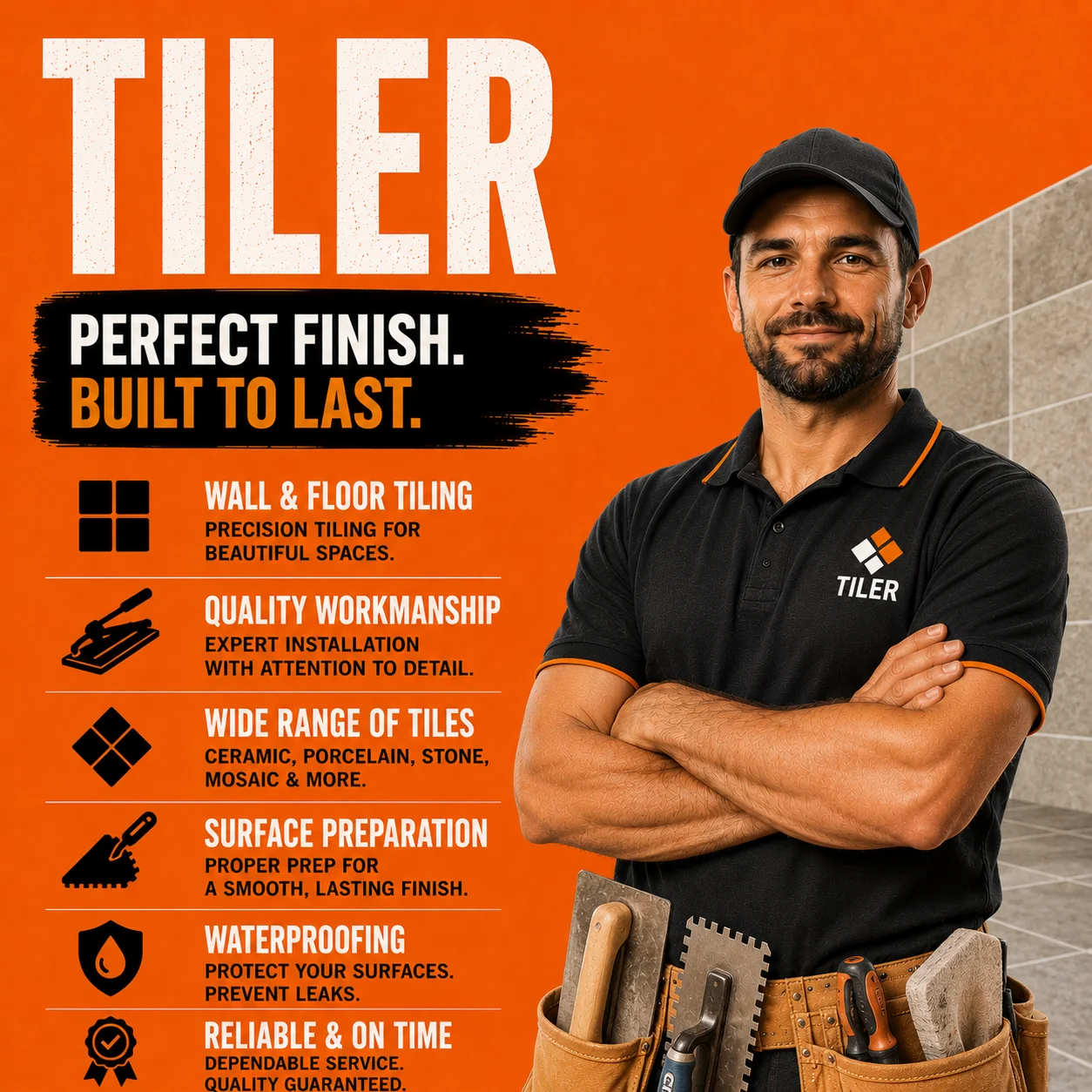 Illustration of an Australian tiler — ClearScale marketing systems for tilers