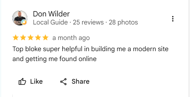Screenshot of the Google review left by Don Wilder